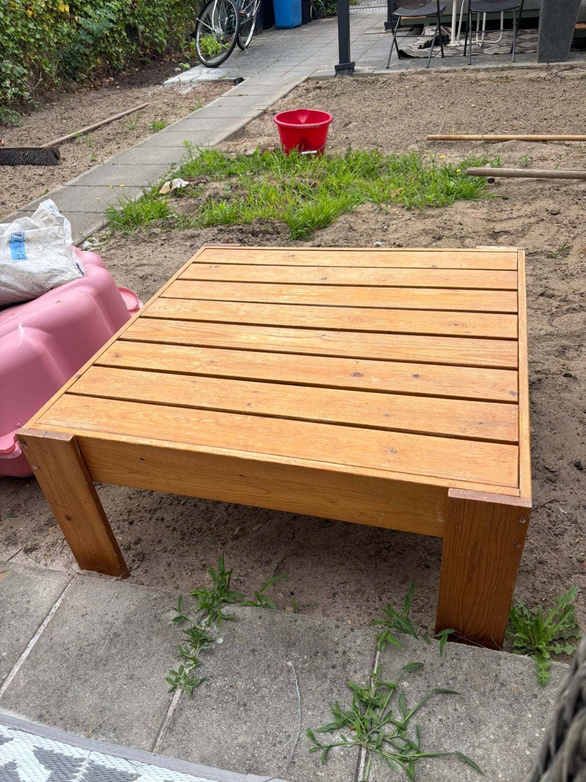 Lage tafel, Ophalen, Zo goed als nieuw, Rechthoekig, Hout