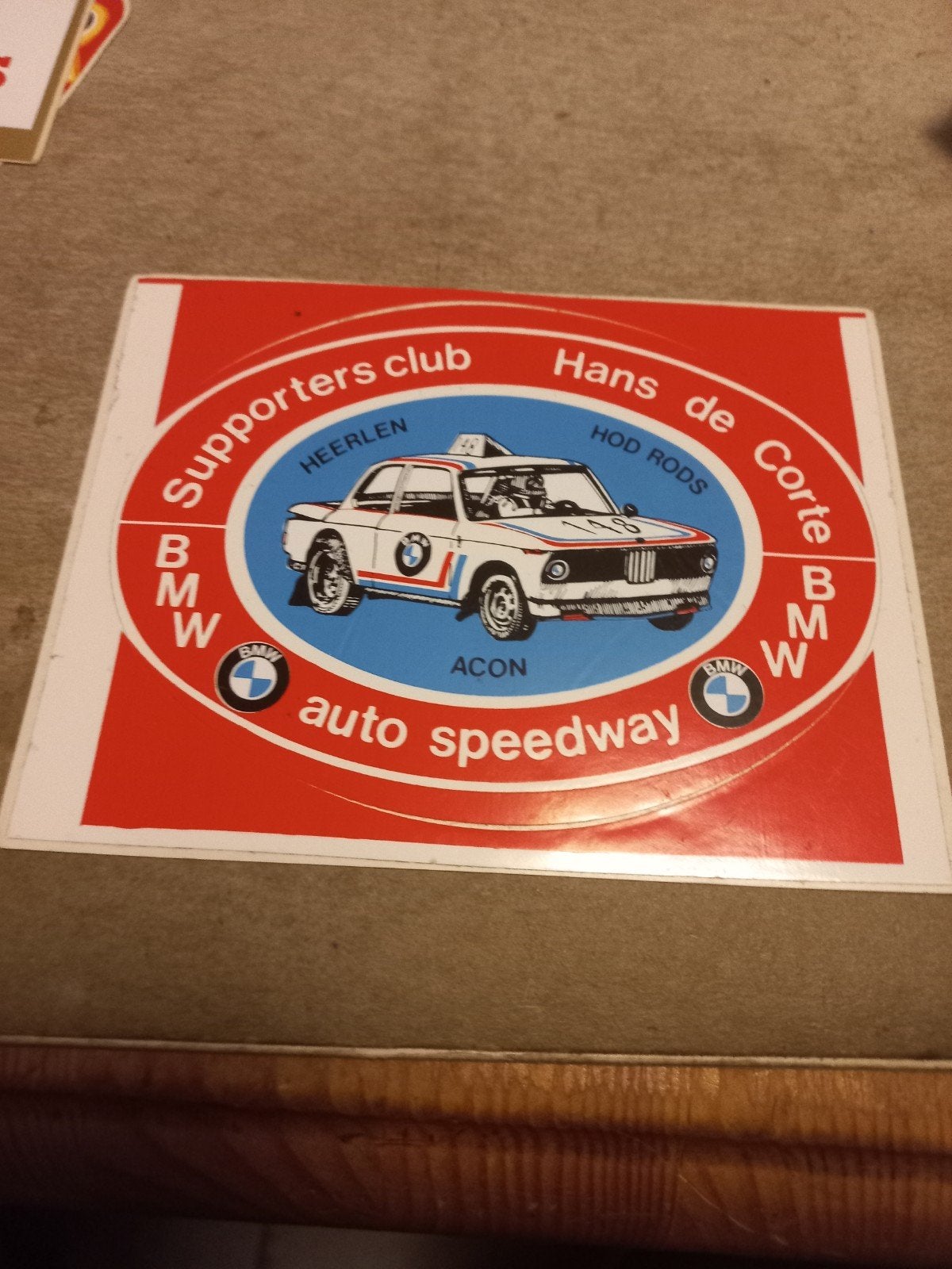 Vintage BMW Supporters Club Sticker Heerlen Auto Speedway, Ophalen of Verzenden