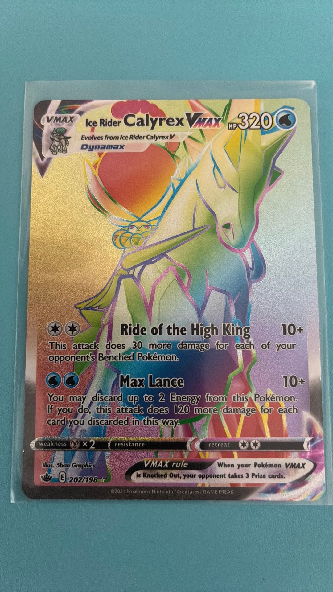 Ice Rider Calyrex Vmax 202 rainbow - Chilling Reign, Hobby en Vrije tijd, Verzamelkaartspellen | Pokémon, Ophalen, Zo goed als nieuw