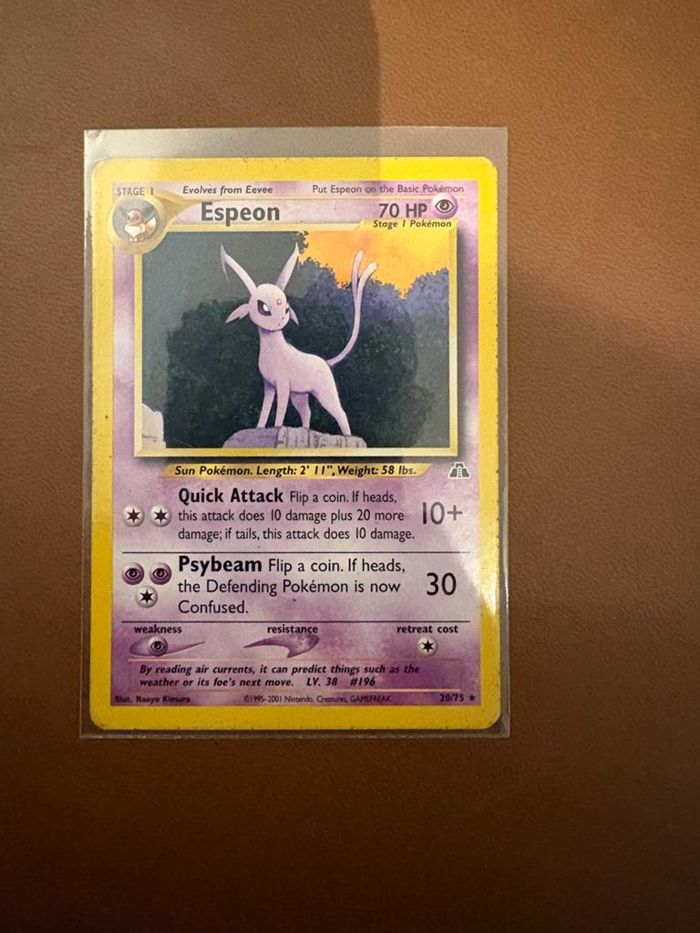 Espeon Pokémon Kaart Neo Discovery 20/75 (2001), Hobby en Vrije tijd, Verzamelkaartspellen | Pokémon, Ophalen of Verzenden, Zo goed als nieuw