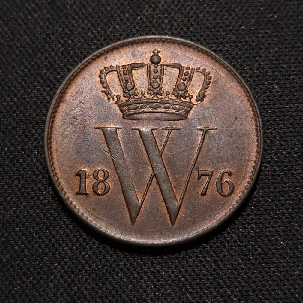 1 cent 1876 deels originele muntkleur, Verzenden, Koning Willem III, 1 cent, Losse munt