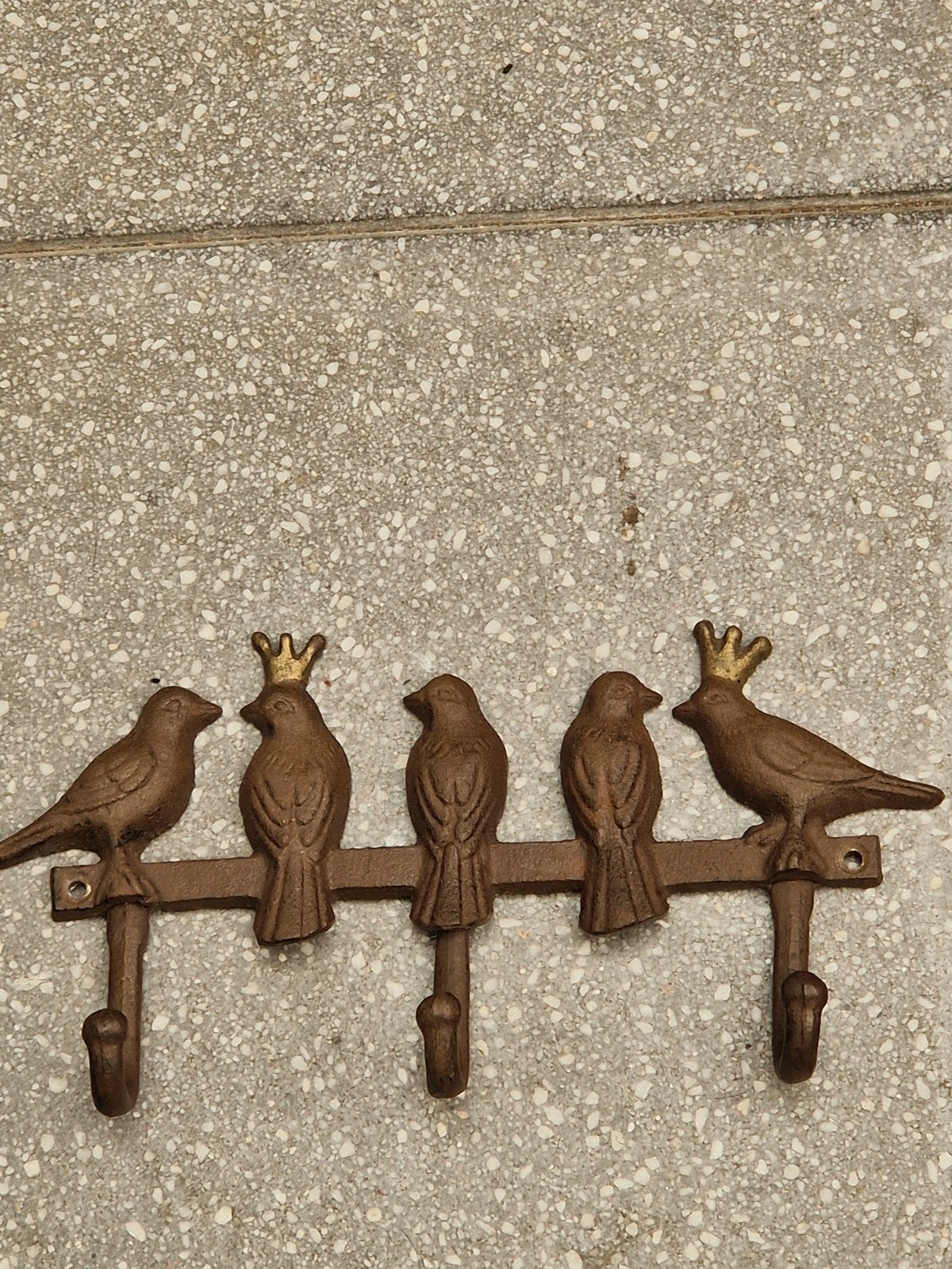 Gietijzeren muurhanger 5 Vogeltjes en 3 Haken, Ophalen of Verzenden