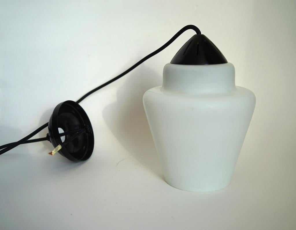 vintage Philips hanglamp met melkglas kap stoffen snoer., Ophalen of Verzenden