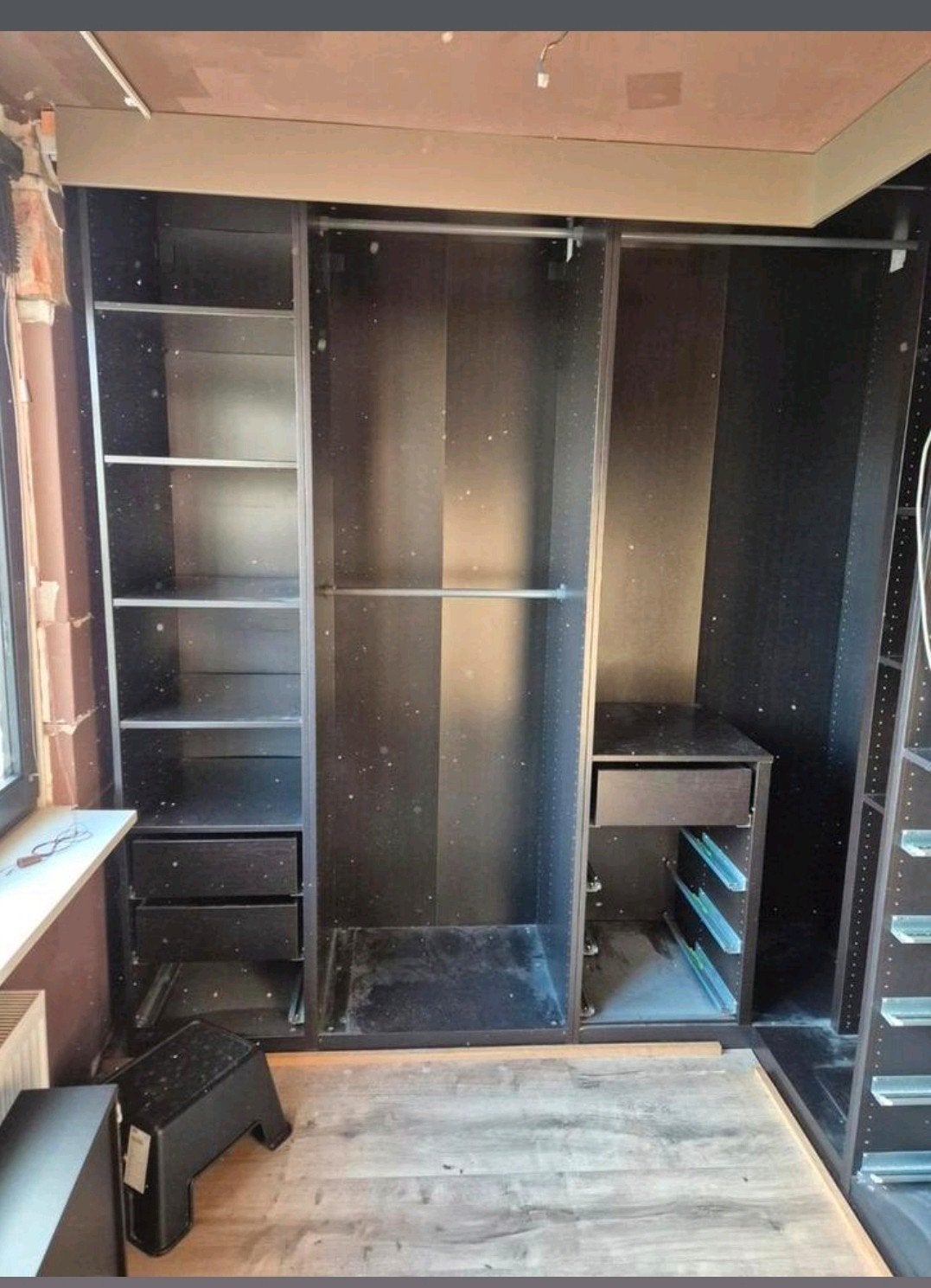 Ikea pax Hoekkast Donkerbruin met Schuifdeuren, Ophalen, 200 cm of meer, 200 cm of meer, 50 tot 75 cm