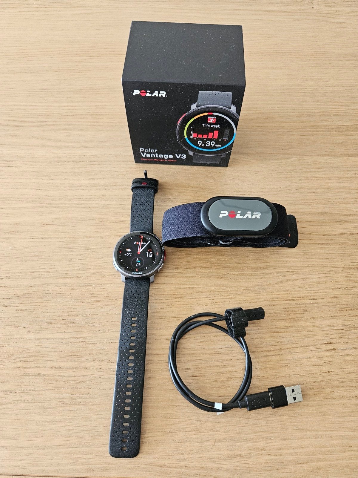 Polar Vantage V3 + HR 9, Ophalen, Gebruikt, Zwart, Android