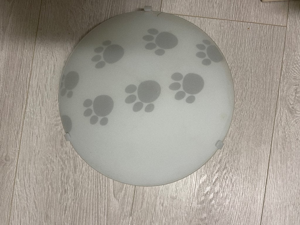 Plafondlamp met hondenpootjes, Ophalen of Verzenden, Gebruikt, Glas