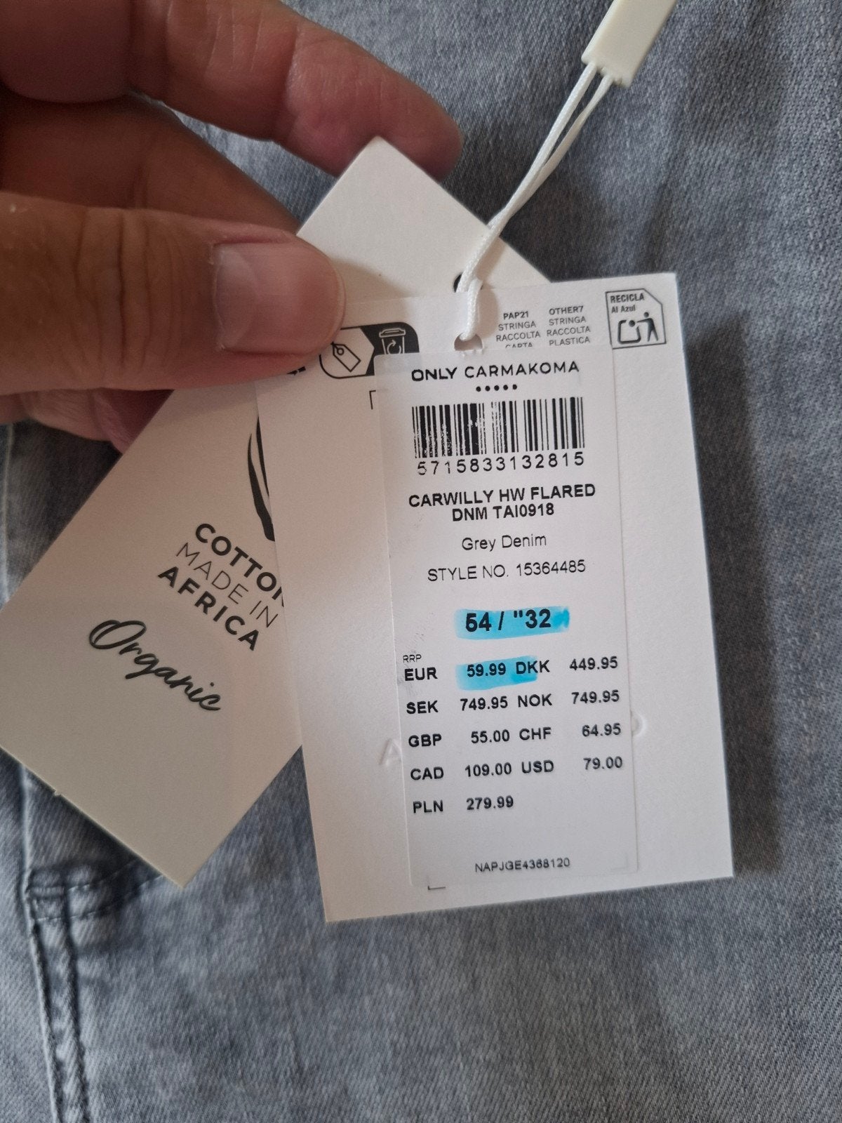 Nieuwe Only Carmakoma CARWILLY maat: 54/32, Nieuw, Ophalen of Verzenden, Grijs, Broek of Spijkerbroek