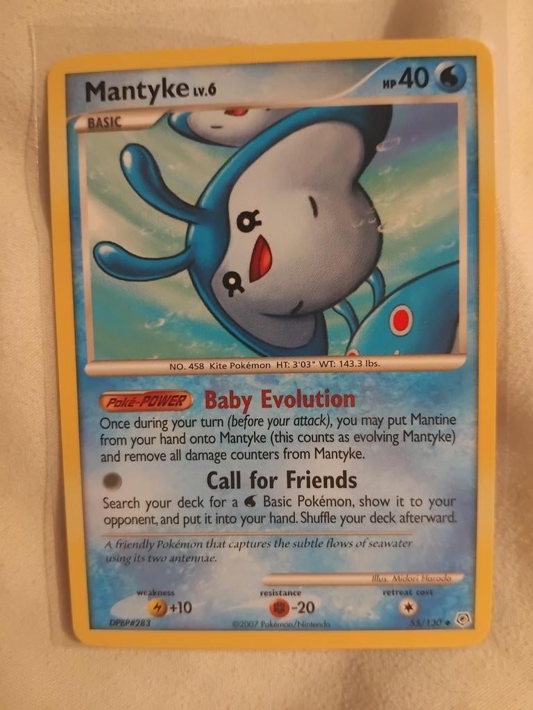 Mantyke Pokémon Kaart -  55/130 DPBP#283 (2007), Ophalen of Verzenden, Gebruikt, Losse kaart