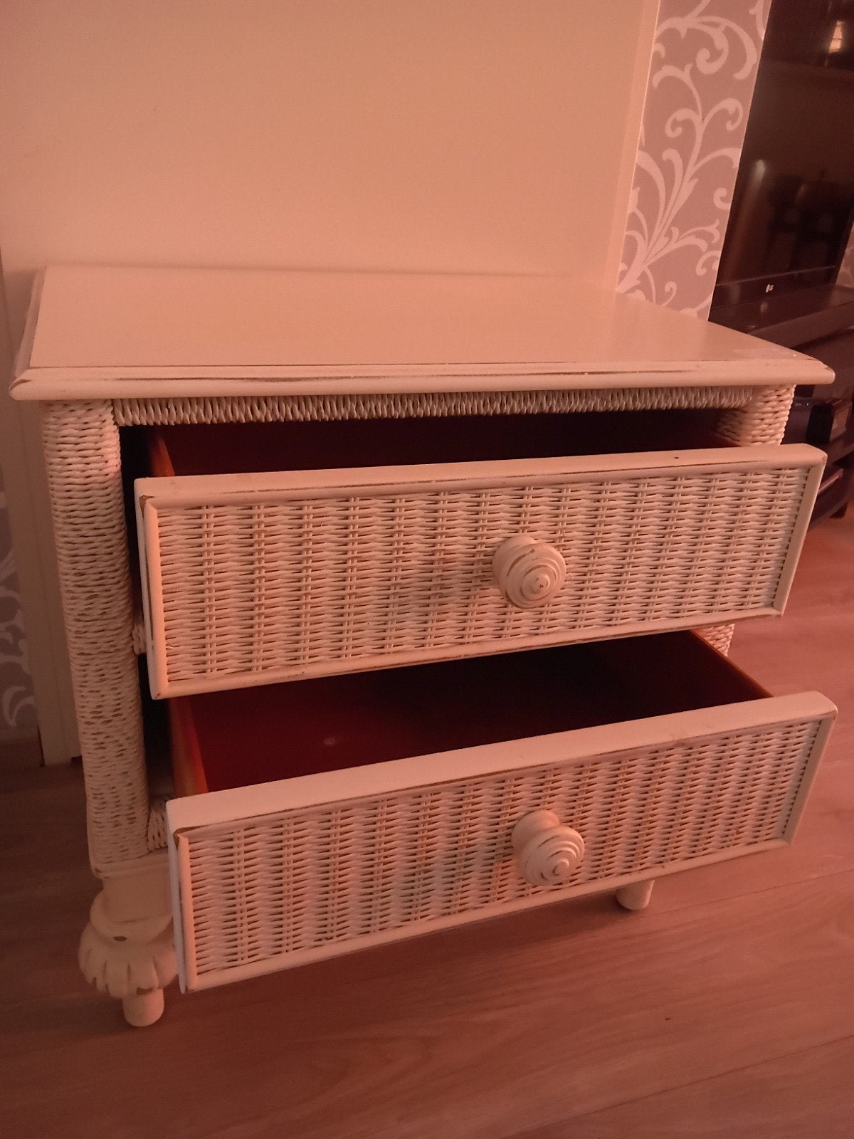 2x Rotan Nachtkastje met 2 Lades ,Lexington USA, Ophalen, 45 tot 65 cm