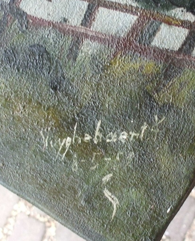 100 cm x 65  cm , Huyghebaert.  Belgié ., Antiek en Kunst, Ophalen, Doek, Gesigneerd, Landschap