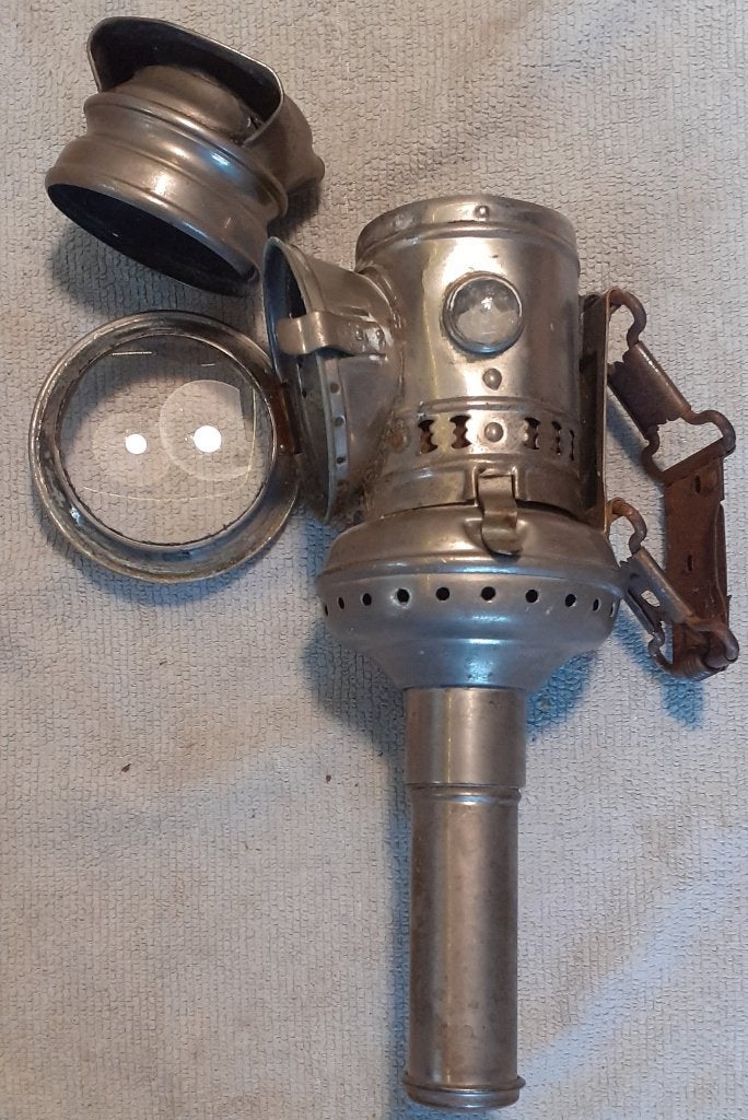 antieke fietslamp voor kaars, Ophalen