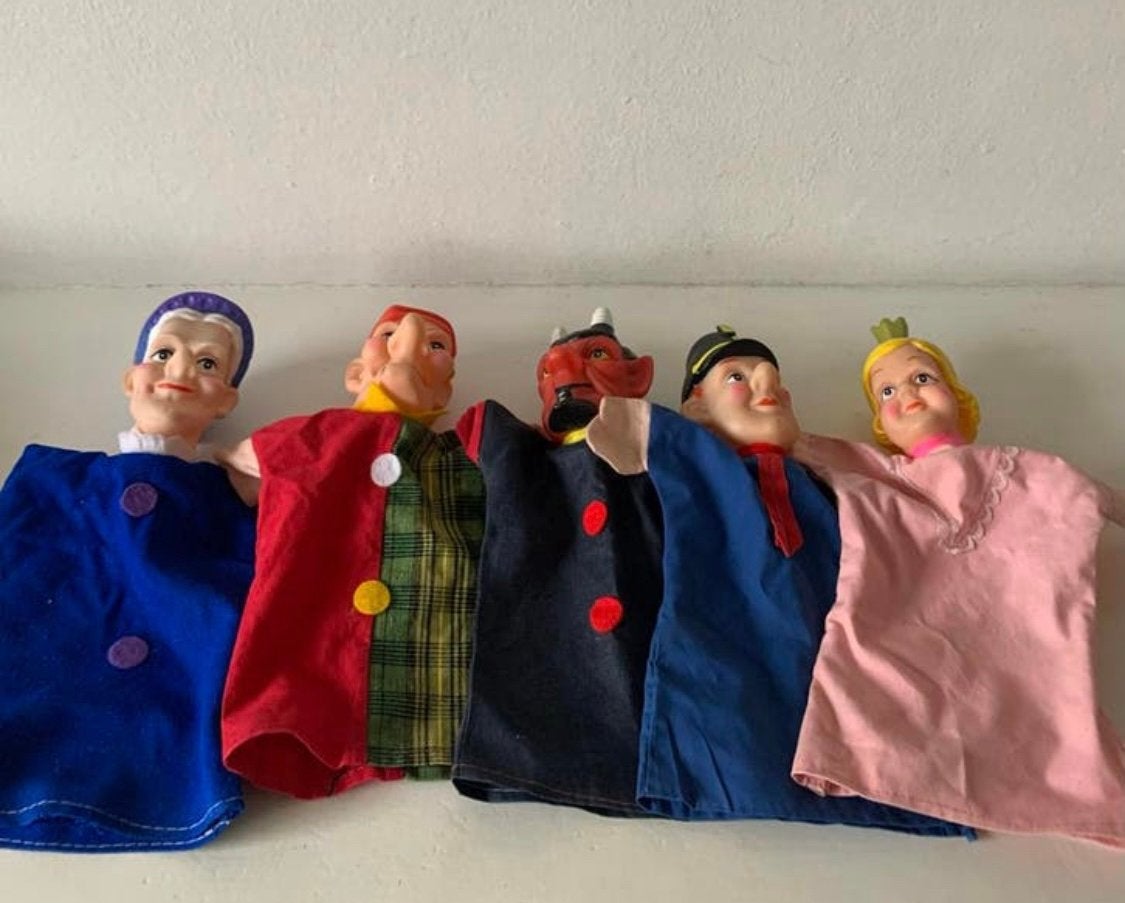 5 poppenkast poppen - diverse karakters, Ophalen of Verzenden, Gebruikt, Overige typen