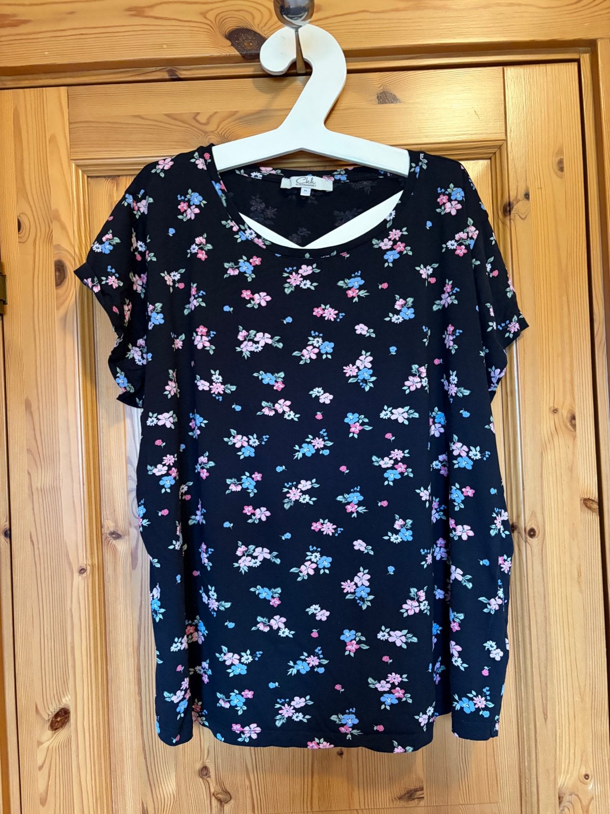 Top blauw bloemen C&A 54 oto 69 lengte 67, Kleding | Dames, Ophalen of Verzenden, Zo goed als nieuw, Blauw, Shirt of Top
