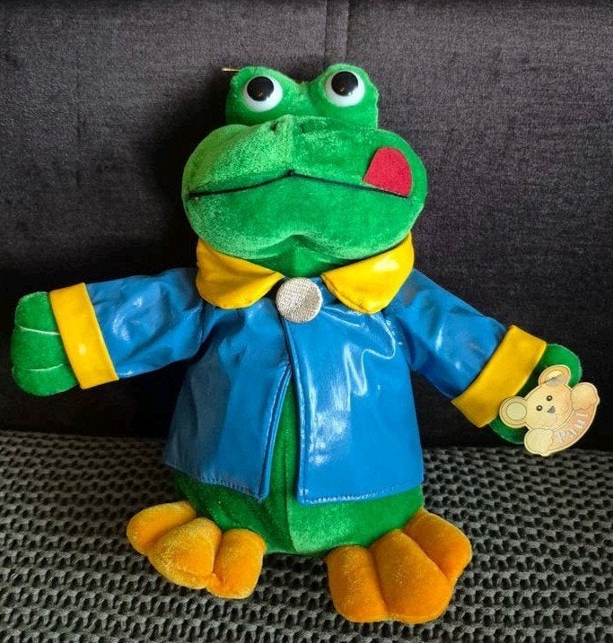 Paul Hamburg Kikker Knuffel met Regenjas - Zo goed als nieuw, Kikker, Groen, Overige merken, Overige karakters