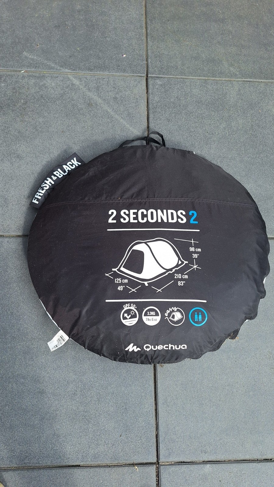 Decathlon Quechua 2 Seconds 2 Fresh & Black pop-up tent, Ophalen, Zo goed als nieuw, Tot en met 2