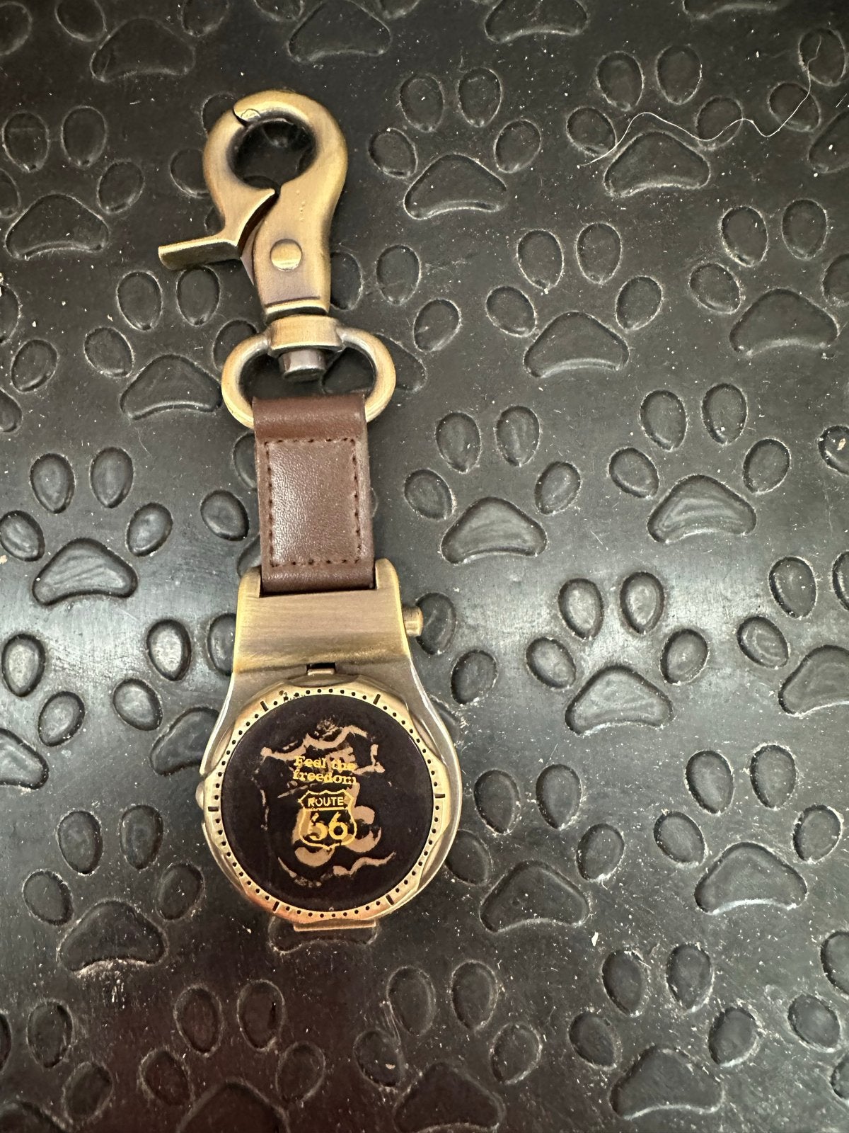 Vintage Route 66 zakhorloge sleutelhanger, Ophalen of Verzenden, Gebruikt