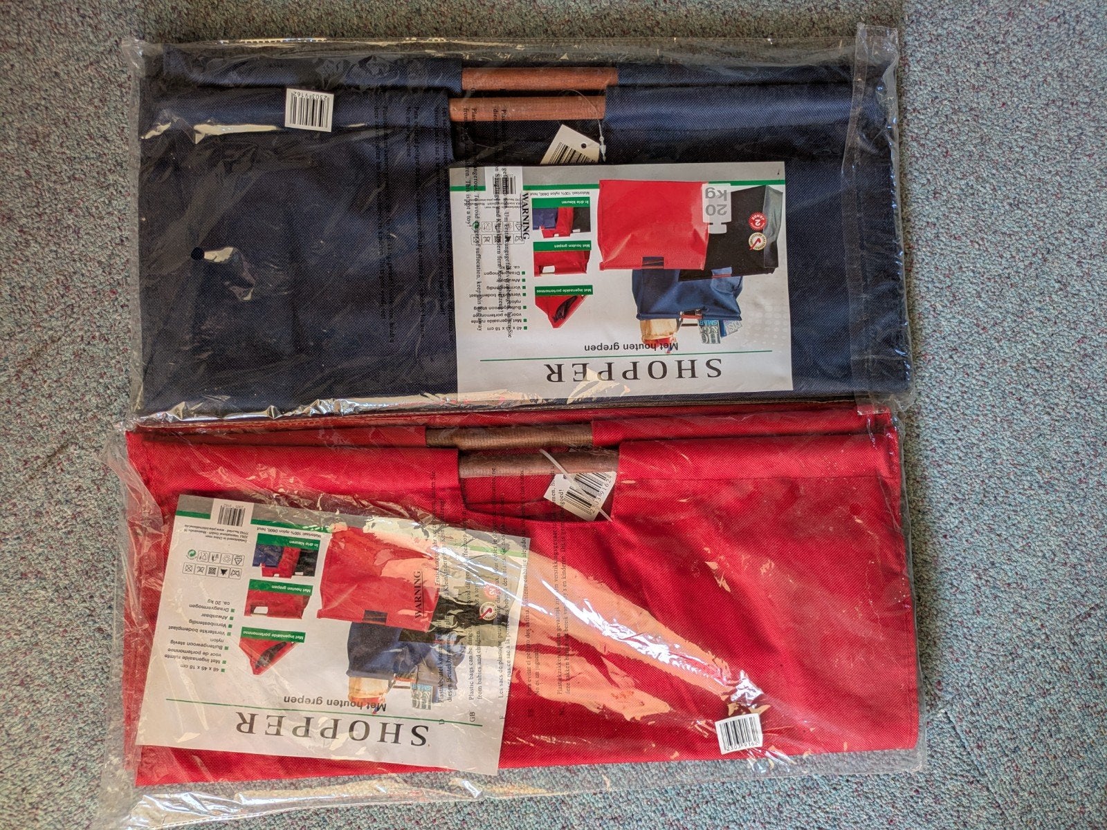 Shopper Boodschappentas (nieuw) - Rood & Blauw (2 stuks), Ophalen, Nieuw, Rood, Shopper