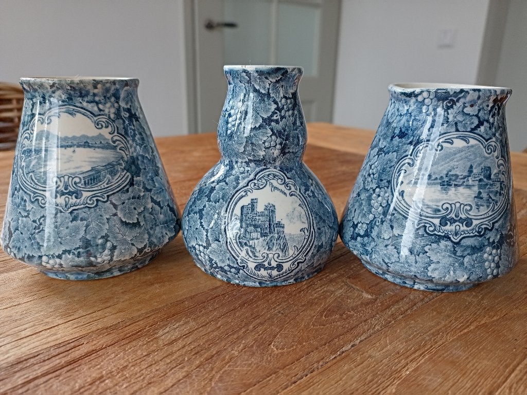 3x vaasjes Royal Bonn Mehlem Keramik Art Nouveau, Ophalen of Verzenden