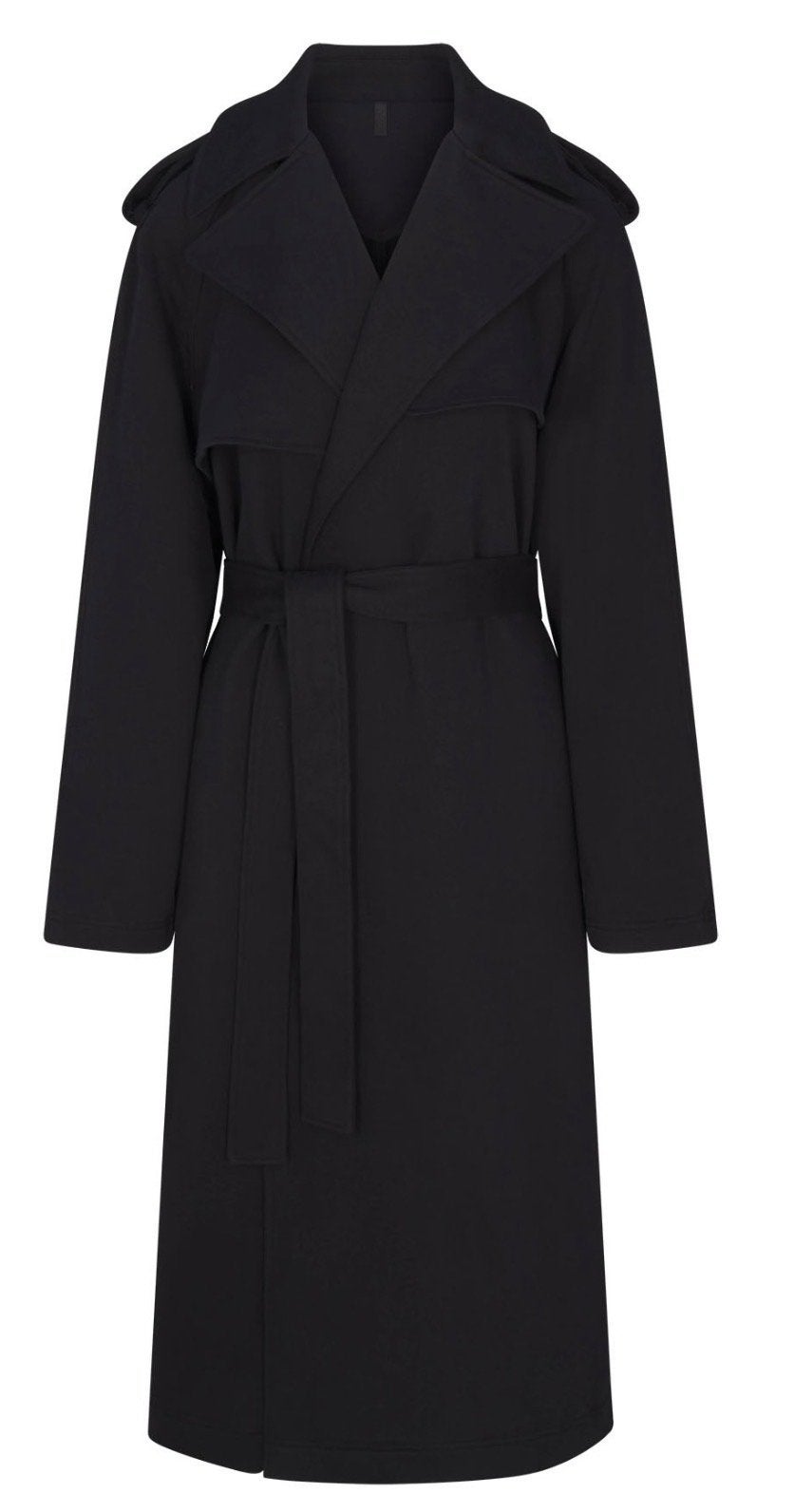Foto 2 van Skims Fleece Trenchcoat Zwart - Maat M (valt als L)