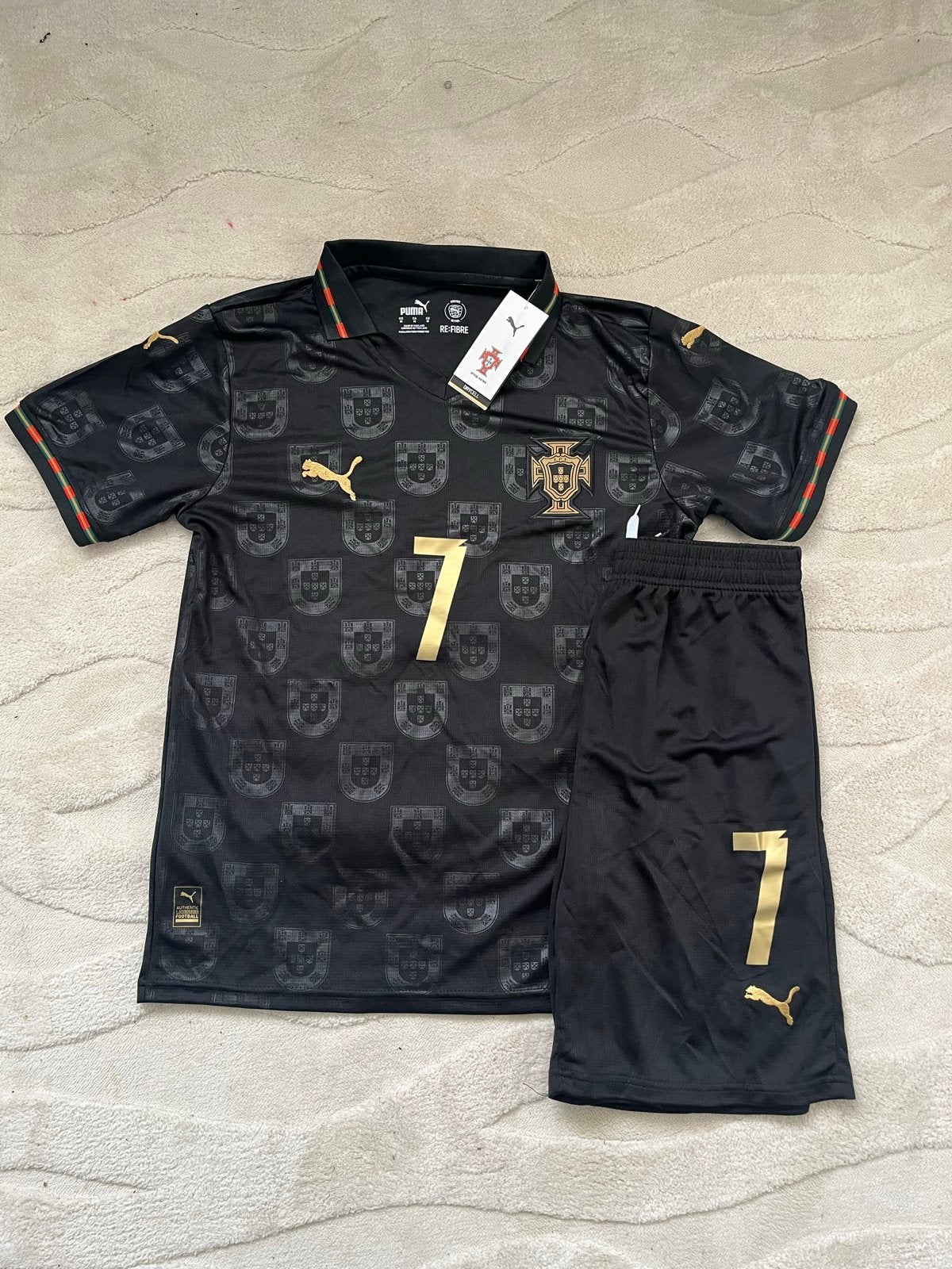 Ronaldo Portugal uit tenue #7 - Zwart - Maat M - Nieuw, Maat M, Verzenden, Nieuw, Set