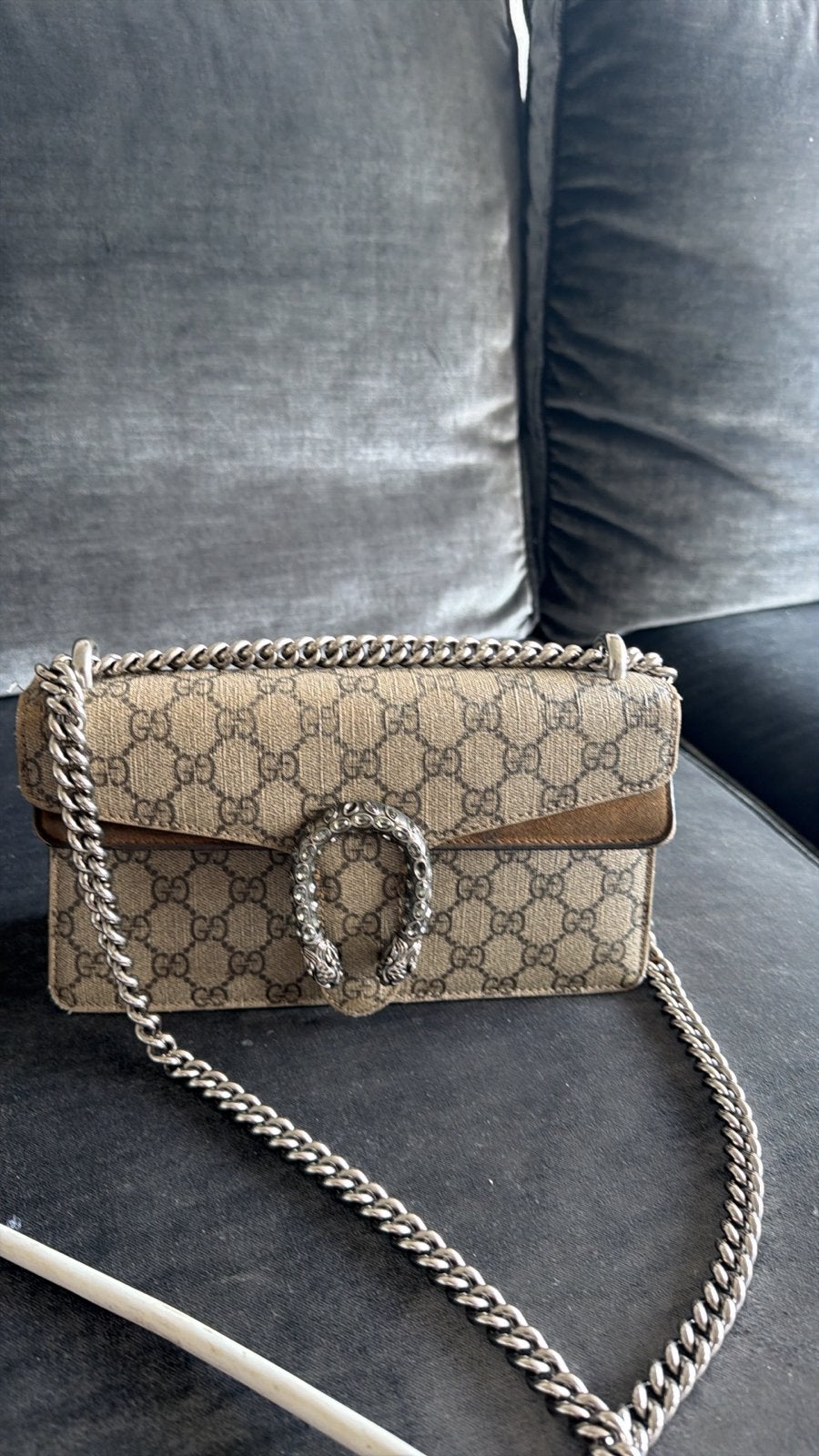 Gucci Dionysus GG Supreme schoudertasje, Ophalen of Verzenden, Zo goed als nieuw, Bruin, Schoudertasje