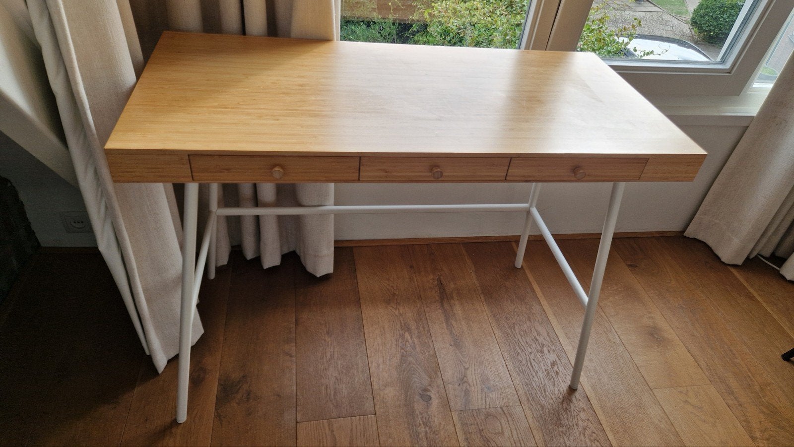 Modern bamboe, Huis en Inrichting, Bureaus, Met lades, Hout, Bruin, Ophalen of Verzenden