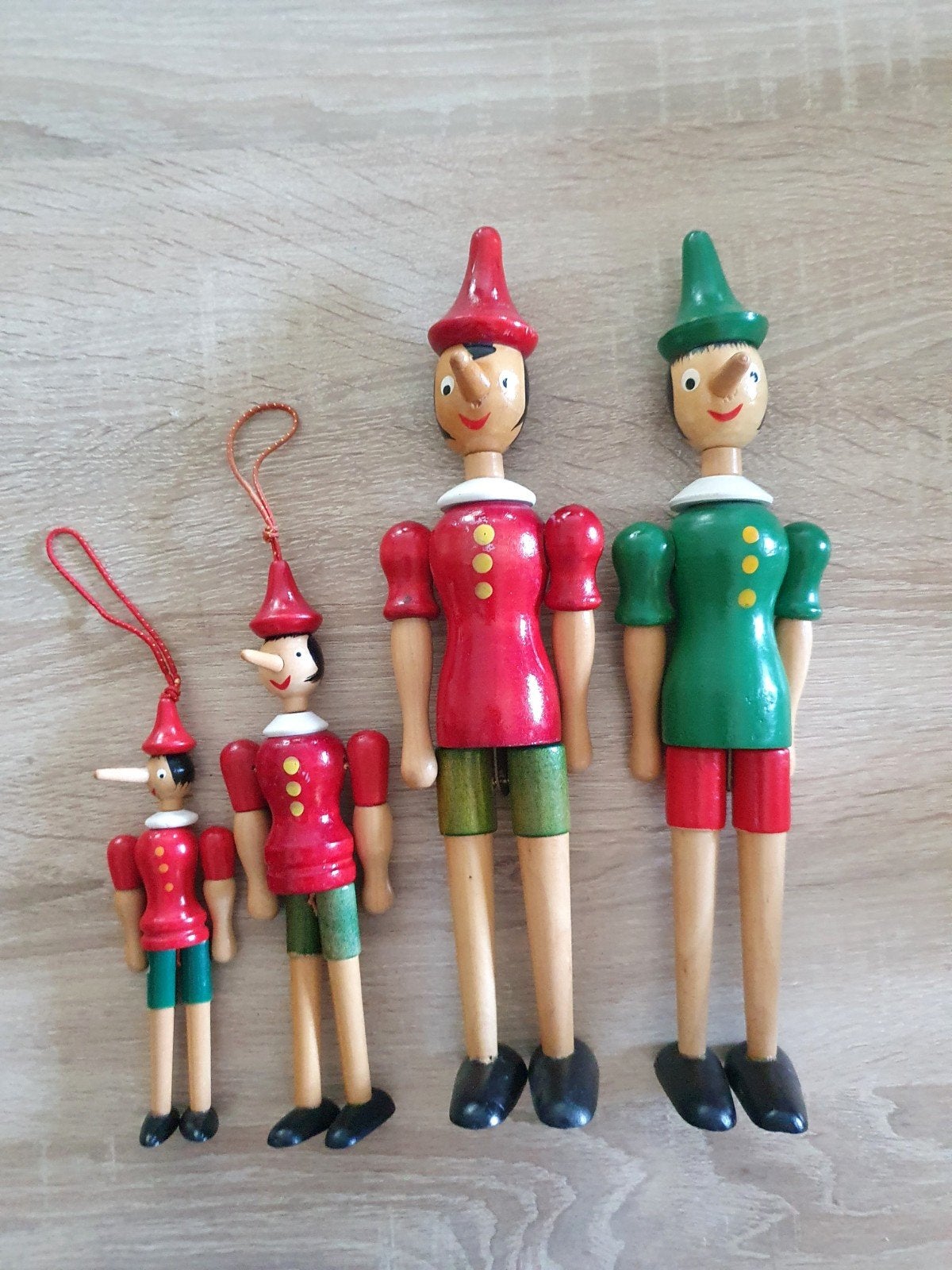 4 x Vintage houten beweegbare Pinokkio Poppen -, Antiek en Kunst, Ophalen of Verzenden