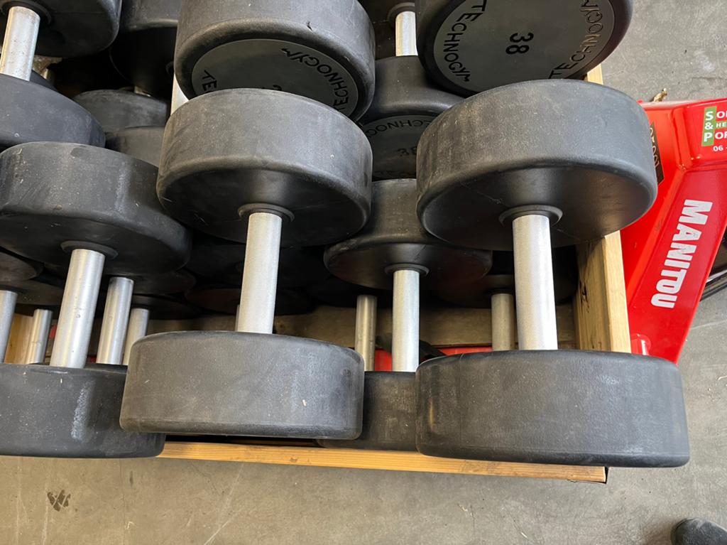 2 x 38 kg technogym dumbbells dumbbell set gewichten, Sport en Fitness, Fitnessmaterialen, Ophalen, Dumbbell, Technogym, Dumbbells