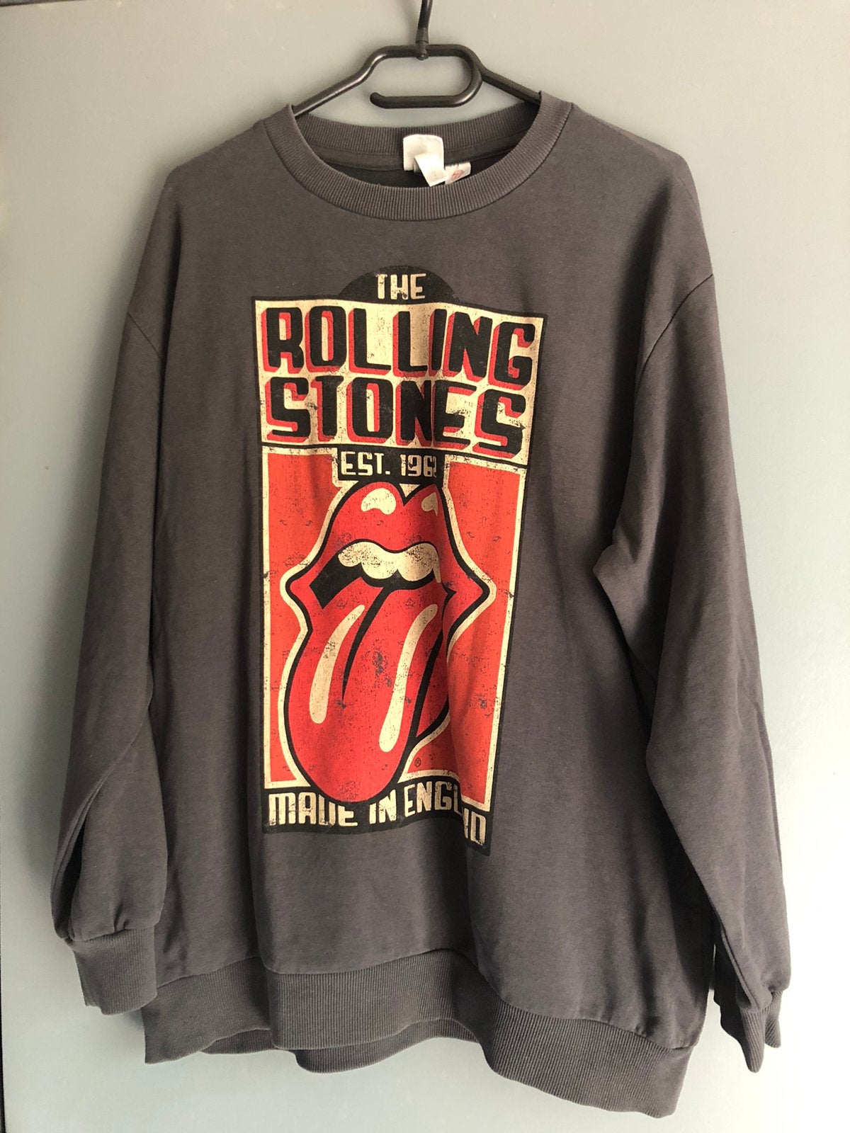 Rolling stones sweater made in engeland grijs m/L, Ophalen, Zo goed als nieuw, Kleding