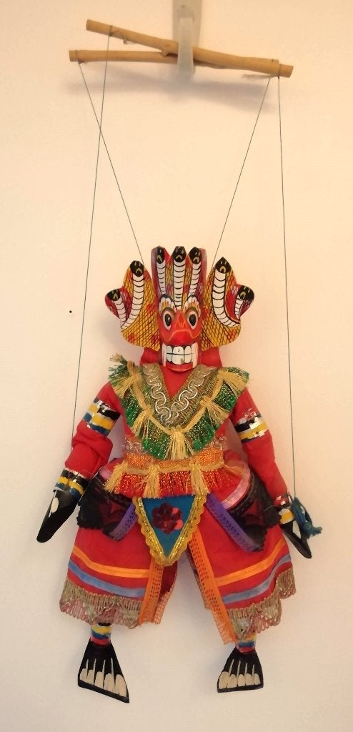 Marionet masker pop oosters hout stof gekleurd, Ophalen of Verzenden