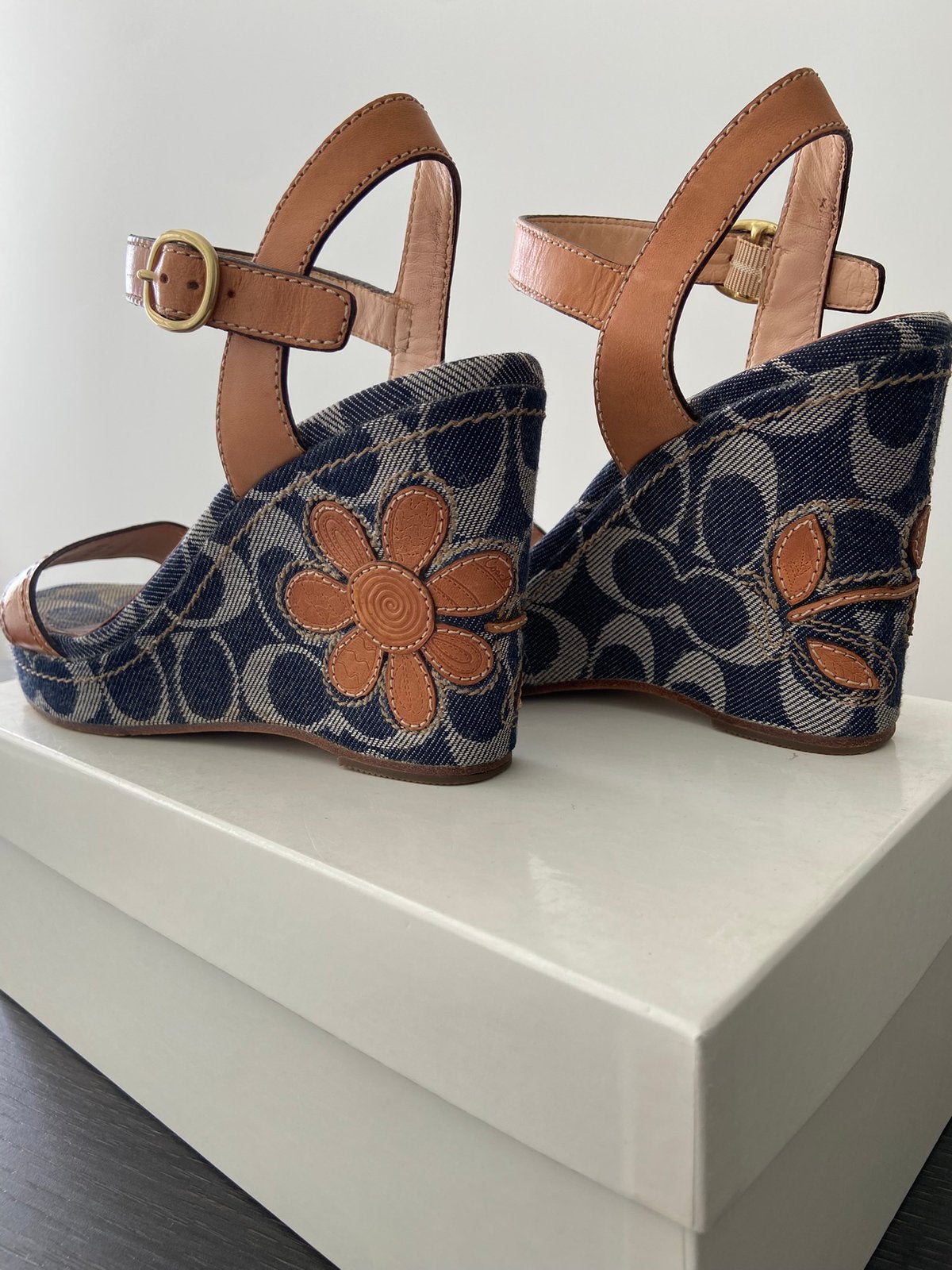 Coach wedges leer, maat 38, Zo goed als nieuw, Schoenen met hoge hakken, Verzenden, Blauw