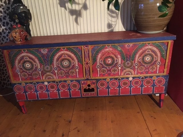 Mooie Marokkaanse Vintage berber kist, Ophalen, Gebruikt, Met klep(pen), Minder dan 150 cm