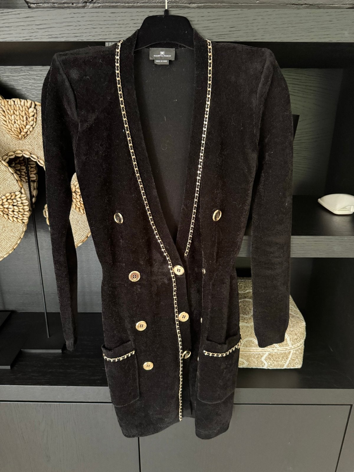Elisabetha Franchi Blazer Jurkje Zwart met Gouden Details, Kleding | Dames, Zwart, Nieuw, Ophalen of Verzenden, Maat 36 (S)