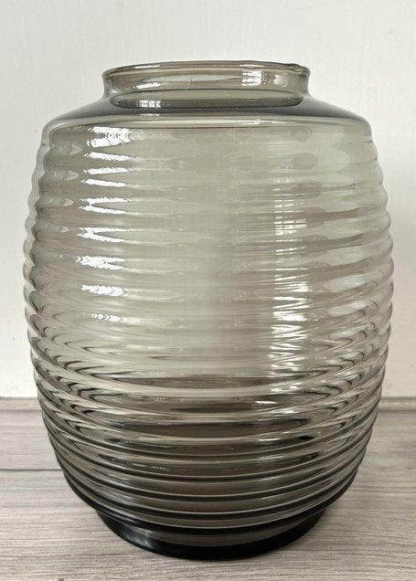 Copier Leerdam ribbelvaas tonnetje 21 cm fumi 1950's, Ophalen of Verzenden