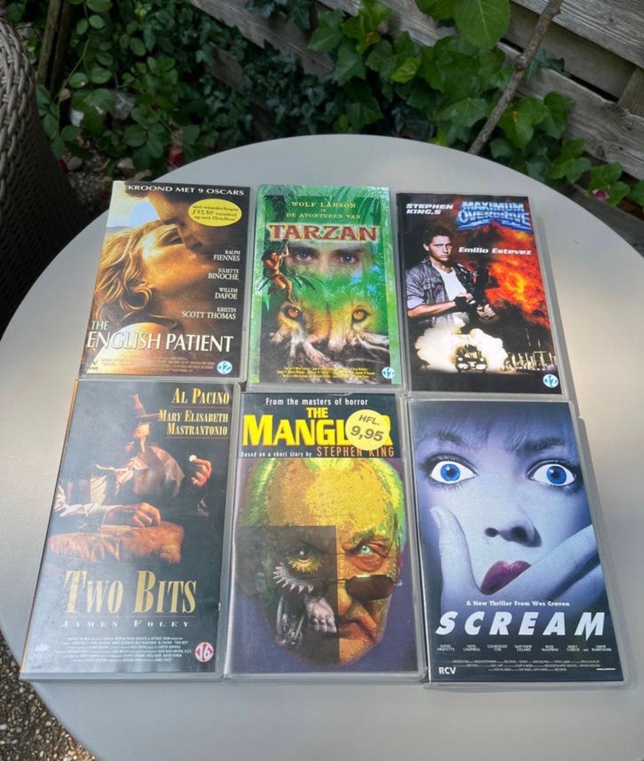 6 diverse VHS-films: The English Patient, Tarzan, Scream e.a, Nederlands ondertiteld, Vanaf 16 jaar, Overige genres, Ophalen of Verzenden