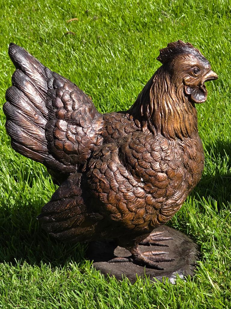 HAAN EN HEN / Tuinbeeld / Setprijs / Brons/ Kippen, Nieuw, Info@huisentuindecoratiemarie.nl, Huis en tuin decoratie marie, Dierenbeeld