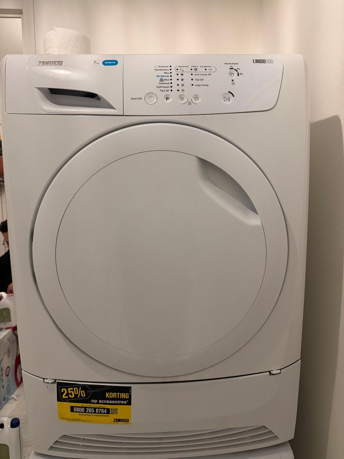 Zanussi Lindo 300 Wasdroger 7kg, 6 tot 8 kg, Gebruikt, Luchtafvoer, Ophalen of Verzenden