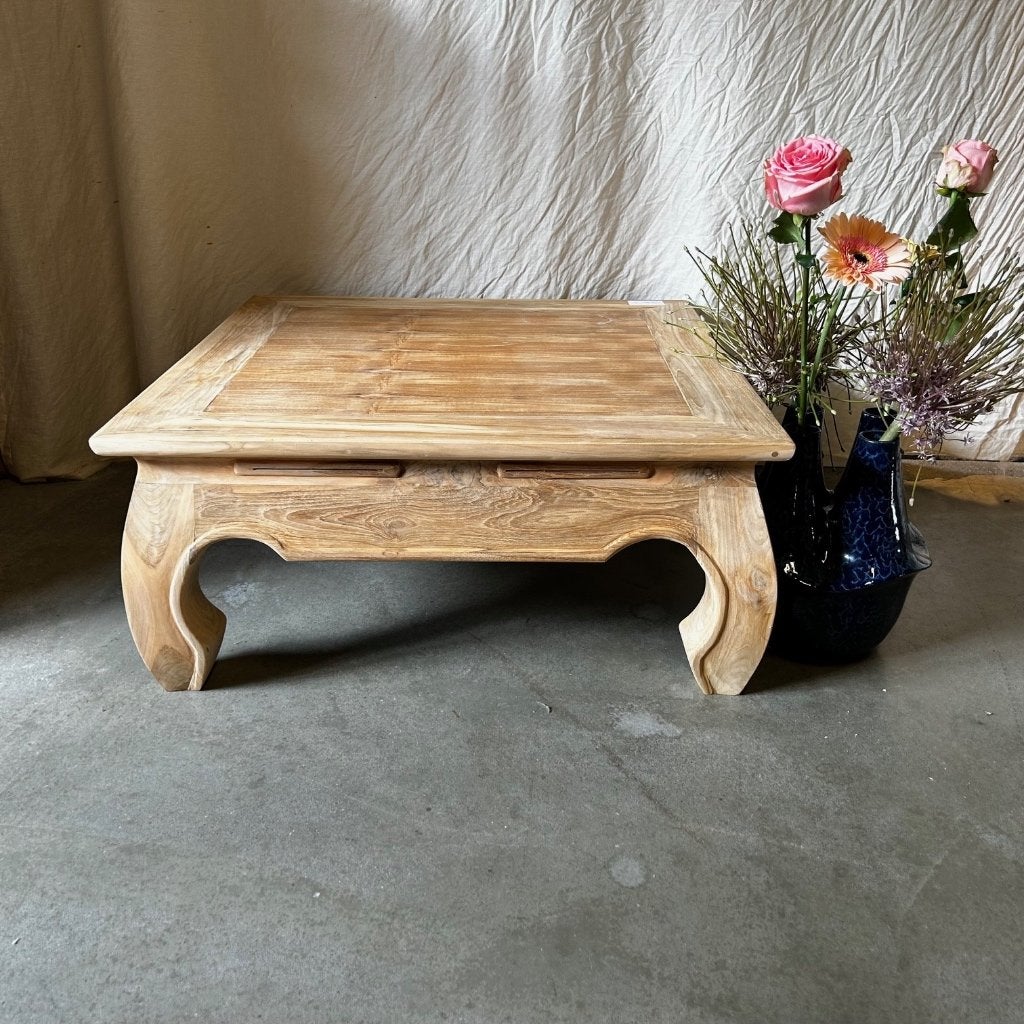 opium tafel - massief teak - 80 x 80 cm - Gratis bezorgd, TTM Wonen, Meubels – (Perzische) Tapijten en Woonaccessoires, 50 tot 100 cm