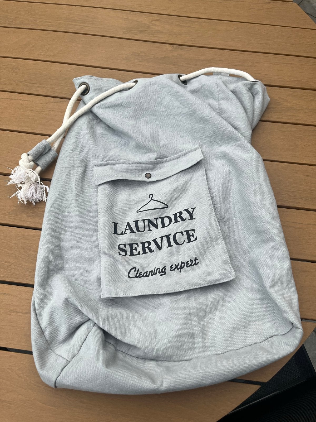 Grattis waszak met 'Laundry Service' opdruk, Gebruikt, Ophalen of Verzenden, Modern, Grijs