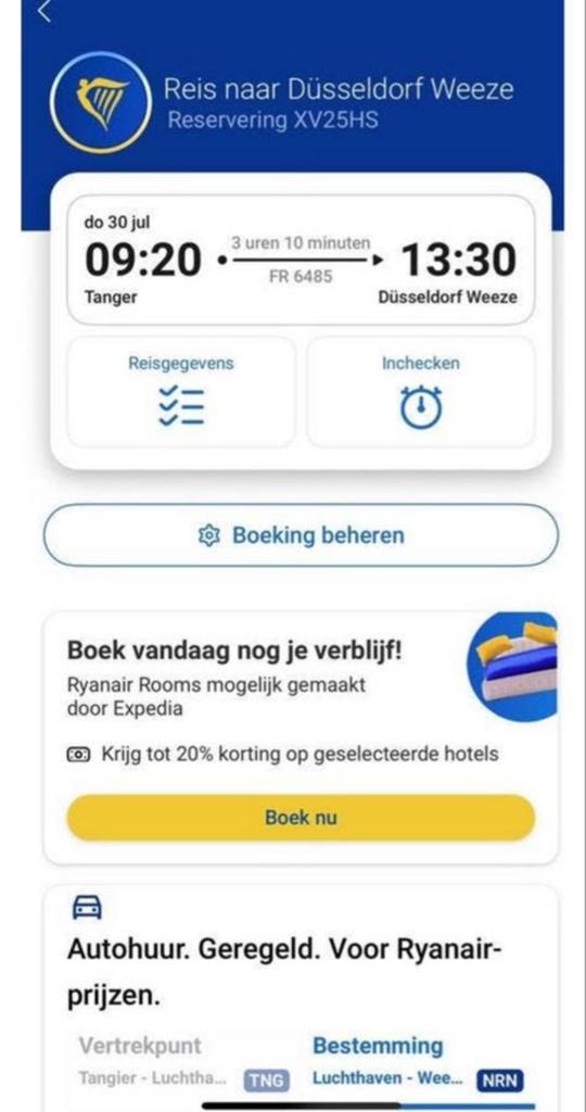 Vliegtickets van tangier naar weeze MOET SNEL WEG, Tickets en Kaartjes, Twee personen, Vliegtuig, Met bestemming of datum