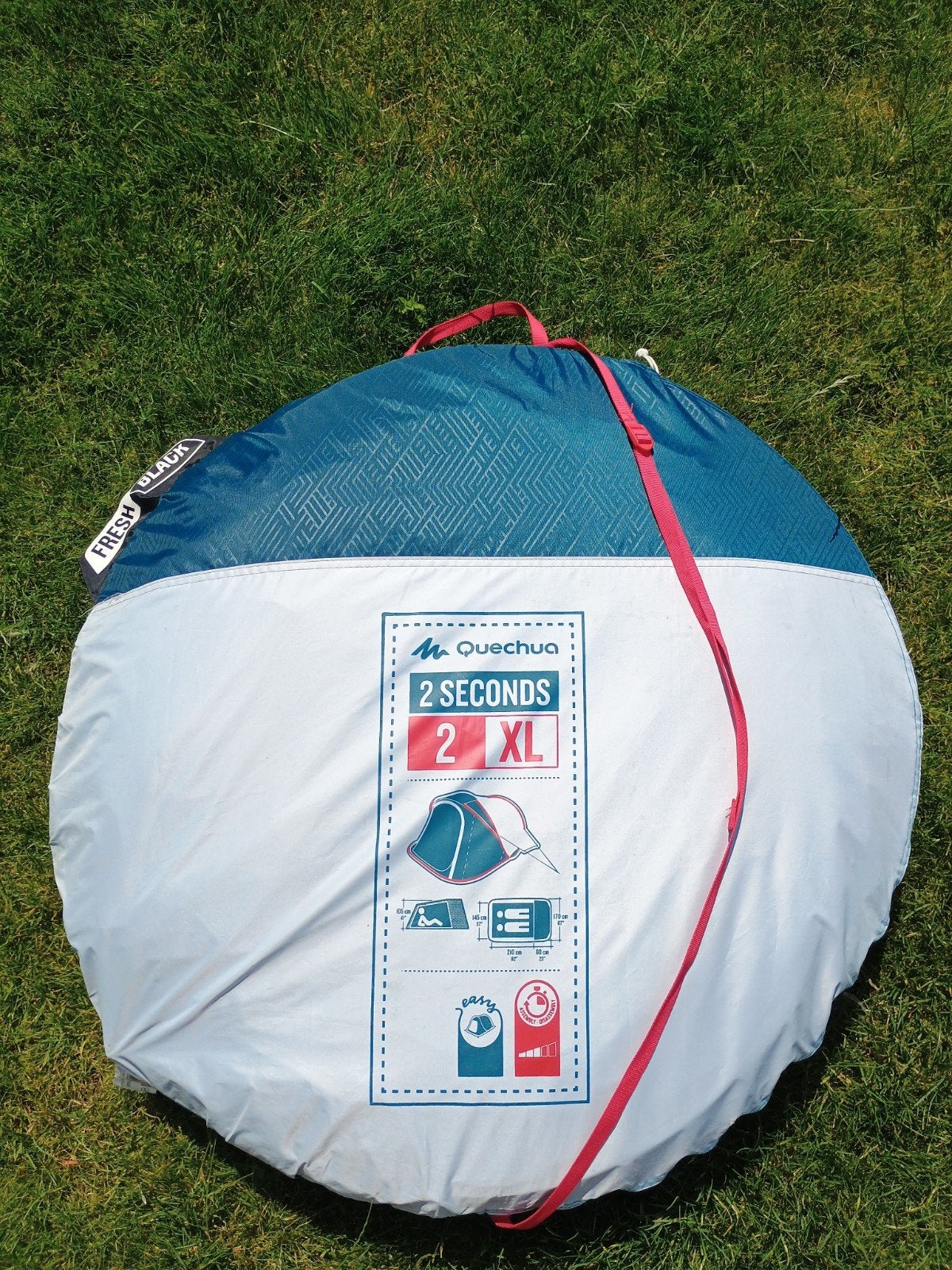 Quechua 2 seconds 2 XL Fresh and Black, Caravans en Kamperen, Tenten, Ophalen, Zo goed als nieuw, Tot en met 2