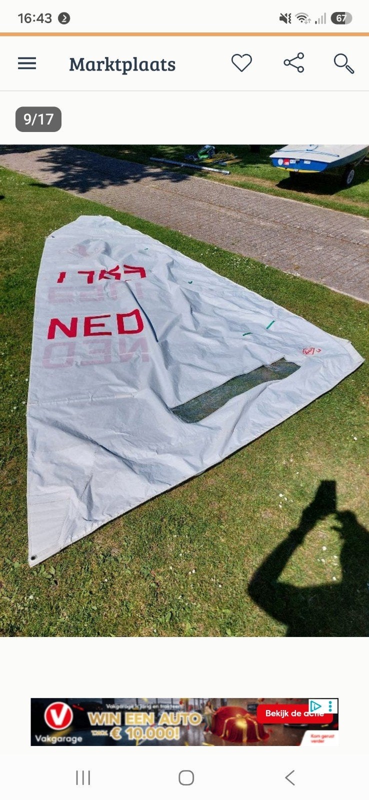 Flash zeil en bijbehorende giek Te koop gevraagd!!!!!, Ophalen of Verzenden, Minder dan 15 m²