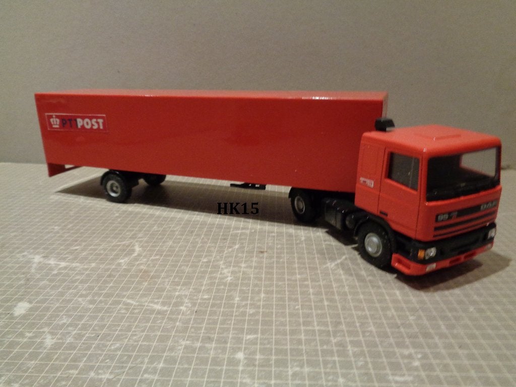 lion daf 95 met enkelas ptt trailer, Ophalen of Verzenden, Zo goed als nieuw, Bus of Vrachtwagen, Lion Toys