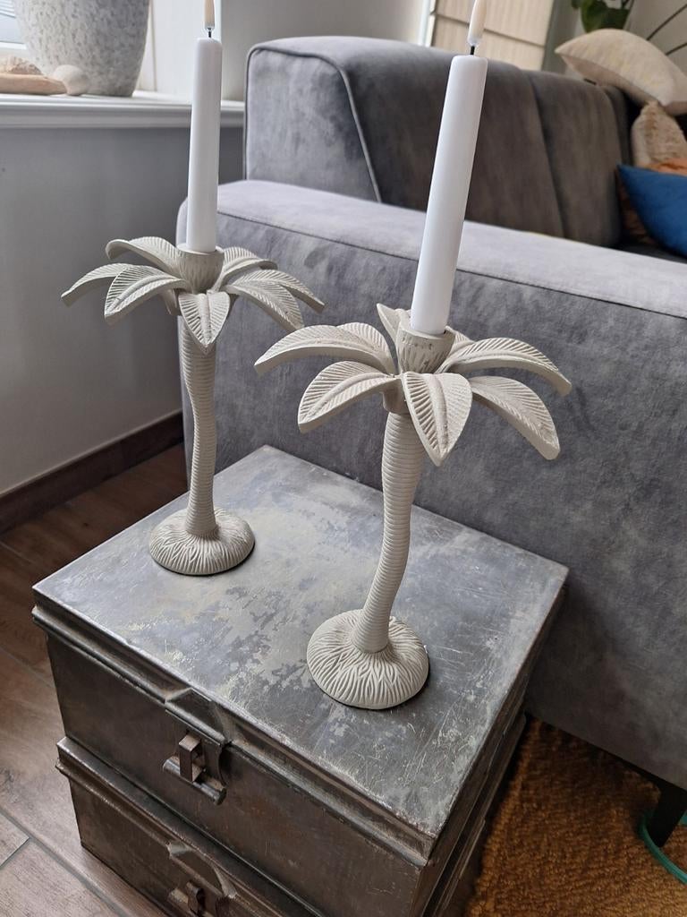 2x mooie stenen kandelaars, Huis en Inrichting, Overige materialen, 25 tot 50 cm, Ophalen of Verzenden, Zo goed als nieuw
