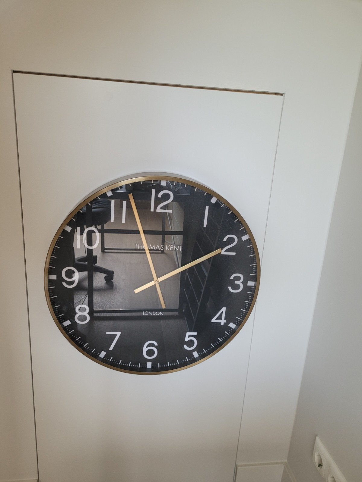 Thomas Kent London Wandklok - Zwart met Goud, Ophalen of Verzenden, Zo goed als nieuw, Wandklok