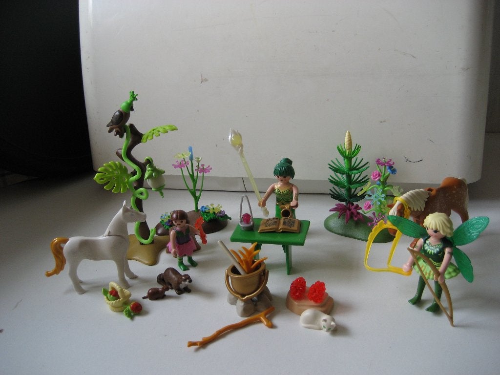 playmobil bos fairies met paard kookpot en valk, Ophalen of Verzenden, Zo goed als nieuw