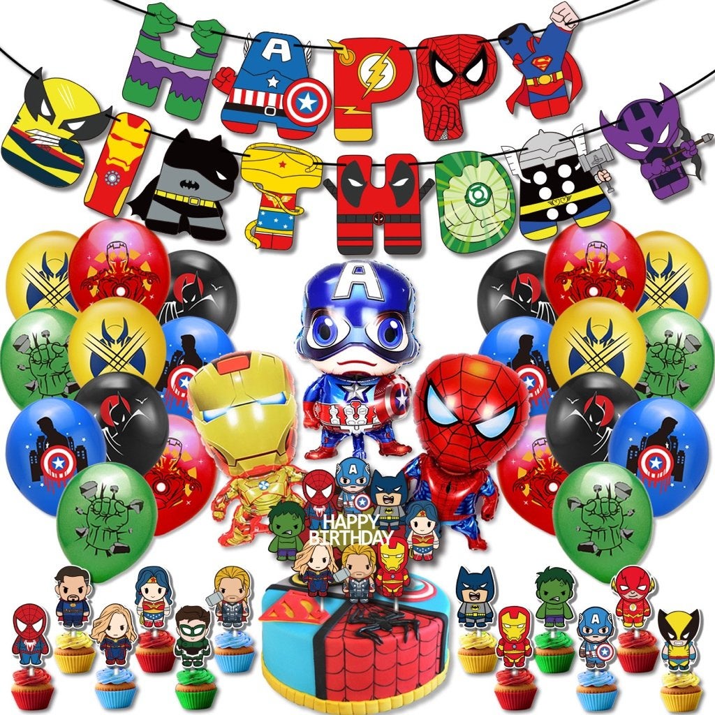 Nieuwe 37 delige Avengers verjaardag set. Versiering.Slinger, Ophalen of Verzenden, Nieuw, Versiering, Verjaardag