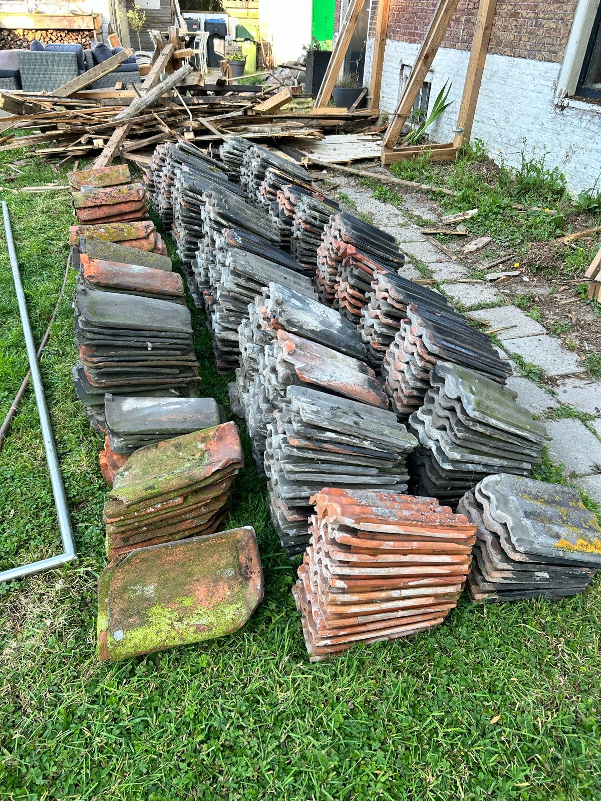 Friese golf dakpannen., Doe-het-zelf en Verbouw, Dakpannen en Dakbedekking, Ophalen, Gebruikt, 15 m² of meer, Dakpannen