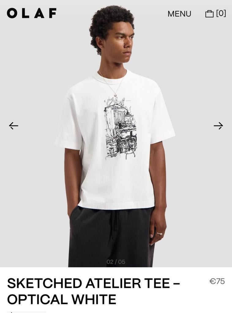 Olaf Sketched Atelier Tee - Optical White - Maat L, Ophalen of Verzenden, Nieuw, Maat 52/54 (L), Wit