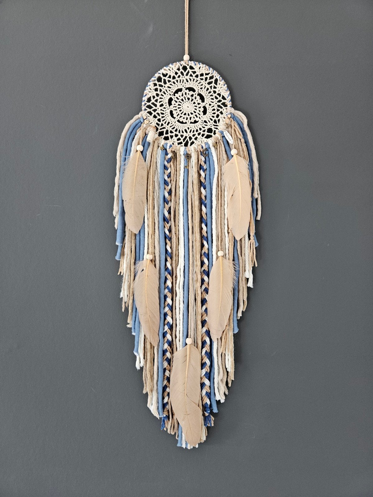 dromenvanger beige taupe blauw wandkleed muurdecoratie boho, Ophalen of Verzenden, Nieuw